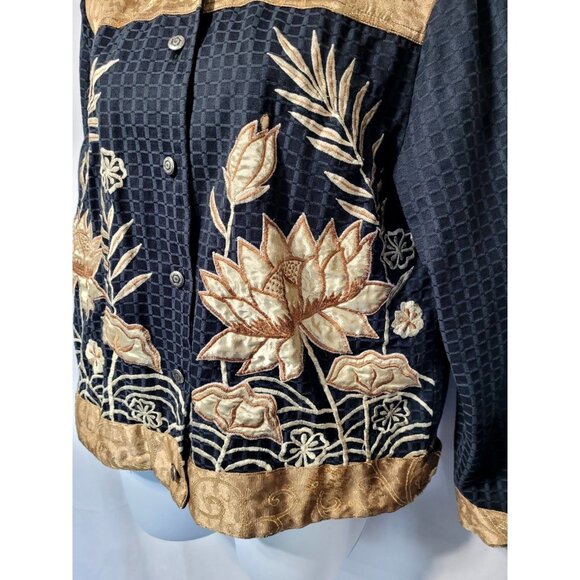 Alex Kim Embroidered Brocade Artsy Button Jacket Womens S Mature Office - Picture 14 of 16